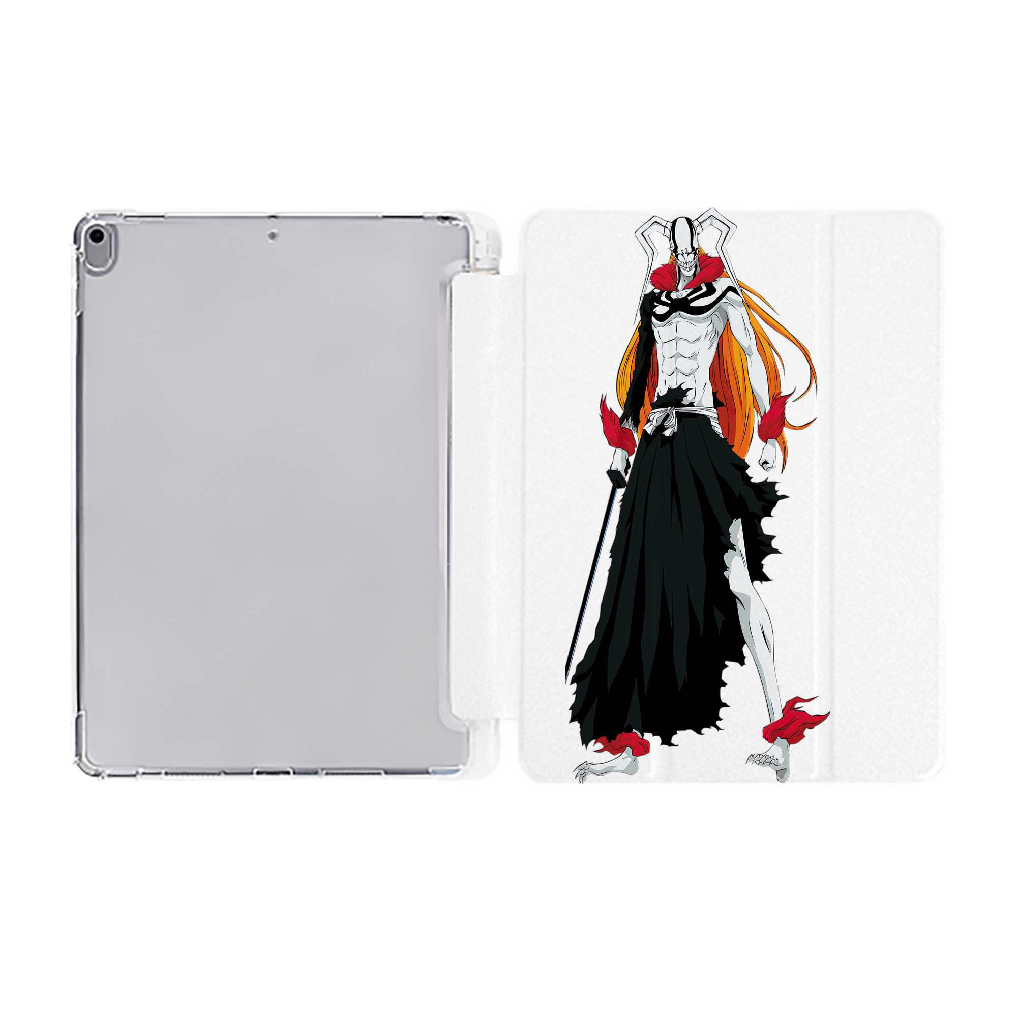 （画像用） ブリーチ 黒崎一護（くろさき いちご）BLEACH Kurosaki Ichigo IPad ケース ペン収納付き 三つ折りスタンド PUレザー×シリコン 対応機種9.5/10.5/10.9インチ
